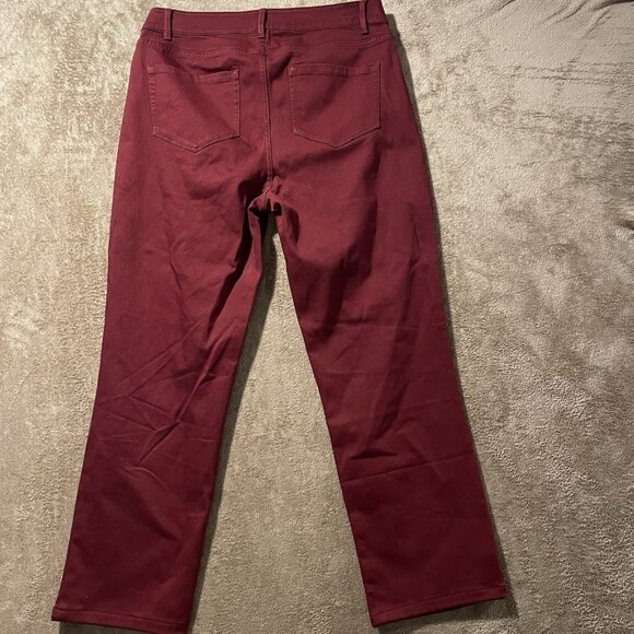 J. Jill Christian Soriano Pants Womens Sz 10 High Rise Burgundy Red Straight Leg - Picture 3 of 7